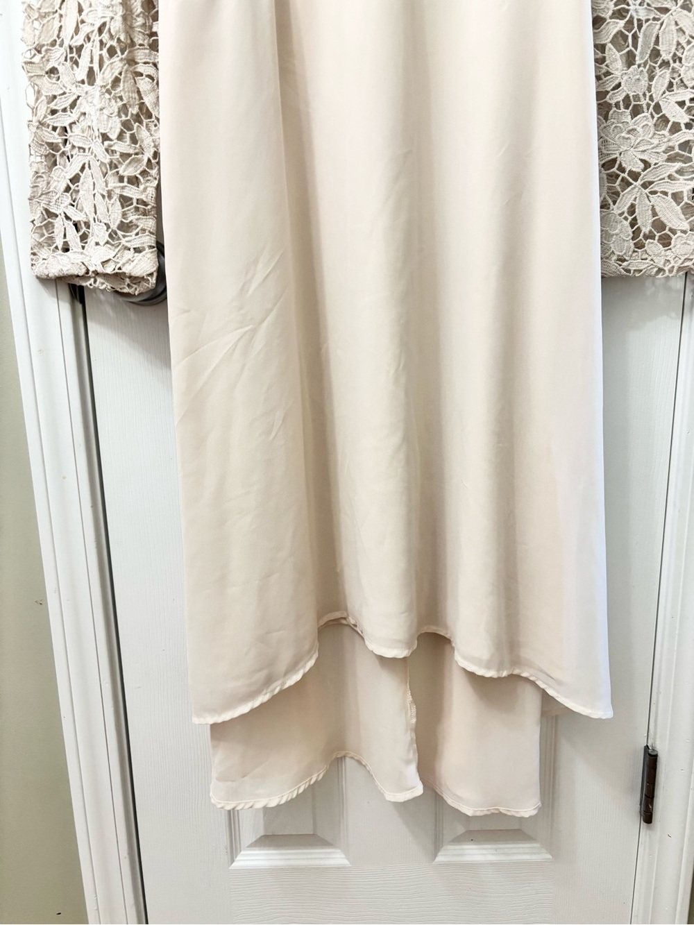 Boohoo Occasion Collection Plus Size 24 Lace Chiffon Midi Dress Beige Elegant - Picture 4 of 11